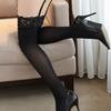 Womens Sexy Sheer Lace Top Patchwork Over Knee Thigh High Stockings Solid Color