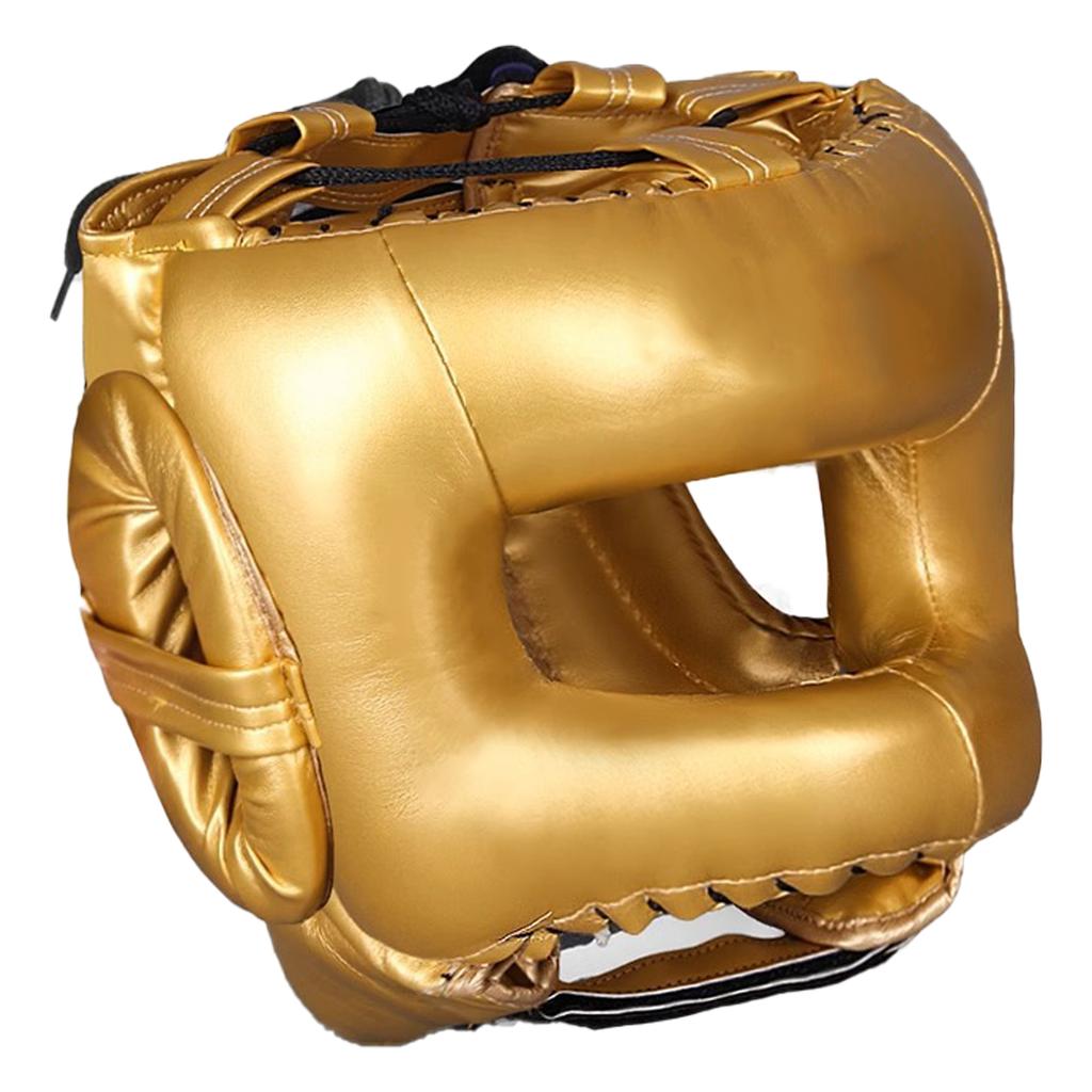 Full Face Kick Boxing Helmets PU Leather Training Sparring Headgear Helmets Martial Art Headgear Protector Enduring