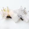 Set of 2 Crown Hair Clips with Tulle Ribbons, Gold and Silver, Hair Accessories for Babies and Kids, Princess Style, Birthdays, Photography,