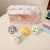 Cute Sweet Large Capacity Padded Transparent Pencil Case With 4 Doll Student Stationery Pen Bag Girly Cosmetic Storage Bag Gifts