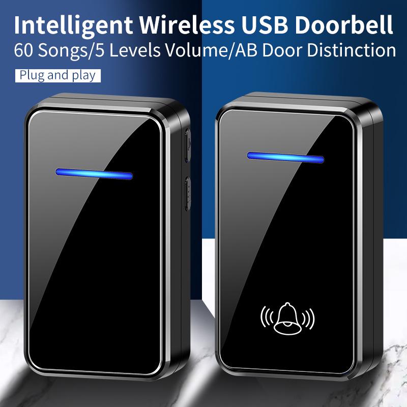 Ultra-Long Range Wireless Doorbell: Waterproof, Electronic, Remote-Controlled, USB-Powered, Ideal for Homes and Villas