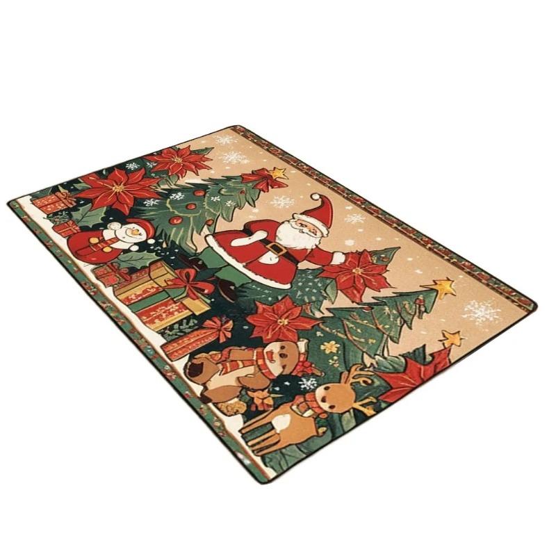 Christmas Theme Doorat Santa Claus Printed Rug Outdoor Carpet for Bedroom Batheroom Entrance Non-Slip Doormat Festival Decor