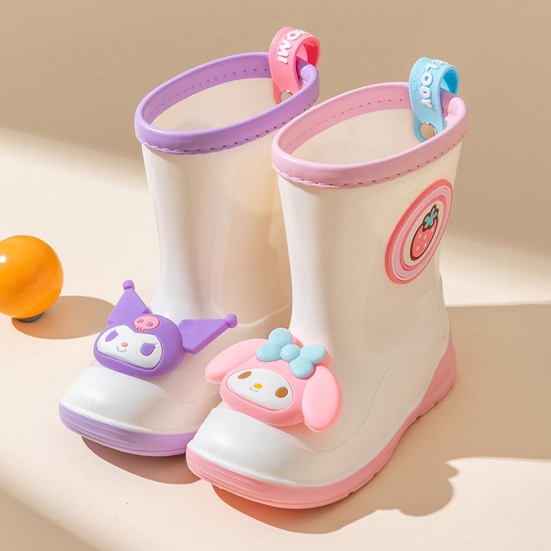 Children's Rain Boots Girls Kindergarten Kuromi Cartoon Cute Cinnamoroll Baby Rain Boots Girls Water Shoes