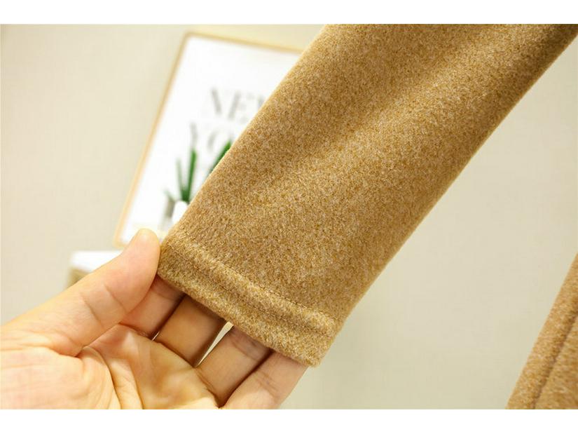 Tricou de toamnă/iarnă pentru femei, cu guler semi-înalt, mâneci lungi, stil coreean, din fleece dublu-față, cu design cu dungi duble