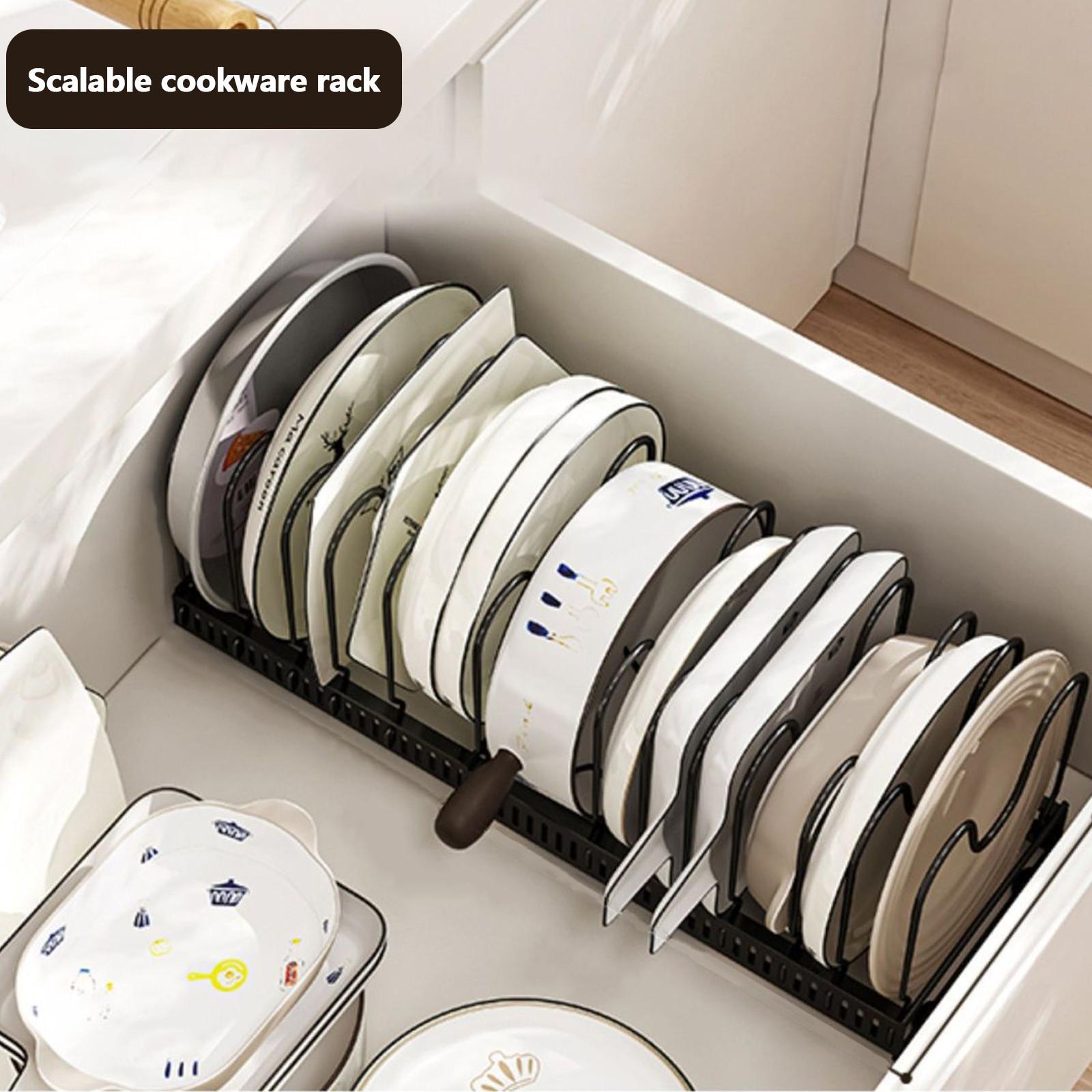 

Стойка для хранения кастрюль и сковородок: Подвесной шкаф, 12,2-22,4 фута, выдвижной, 13 регулируемых разделителей, кухонный шкаф, стеллаж для хранения, кастрюли и сковородки, стеллаж для хранения One Size чёрный