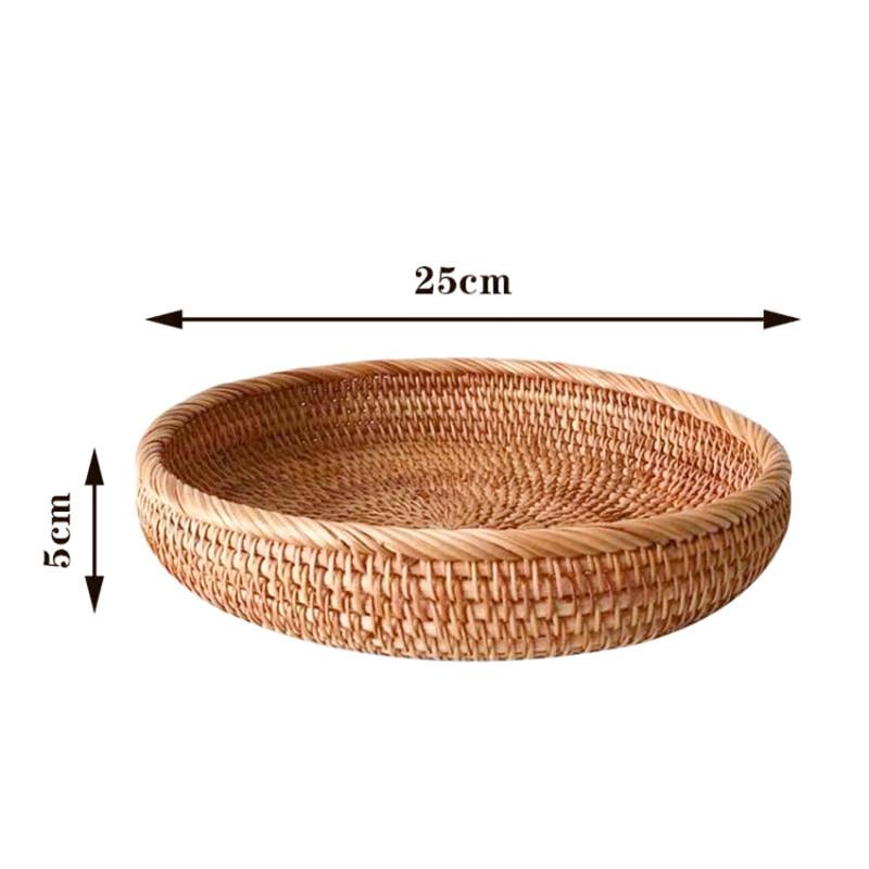 Vietnamese Woven Rattan Storage Basket: Fruit, Snacks, Sundries & Candy Organizer for Living Room or Coffee Table - Japanese Style