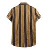 Blusa de manga corta con botones y estampado de rayas de lino y algodón a la moda para hombre