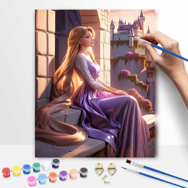 Disney Rapunzel oil painting art handmade diy painting home decoration gift 20x30cm