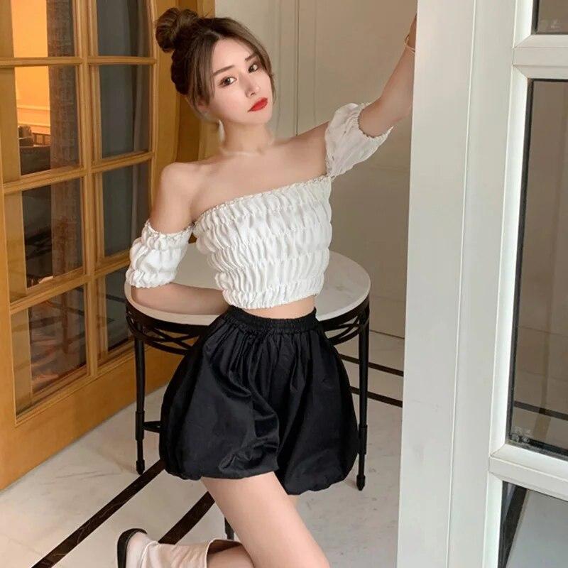 Široká noha Květinové poupata Ležérní kalhoty s elastickým pasem Zeštíhlující volné dýňové kalhoty Bloomers šortky Dámské