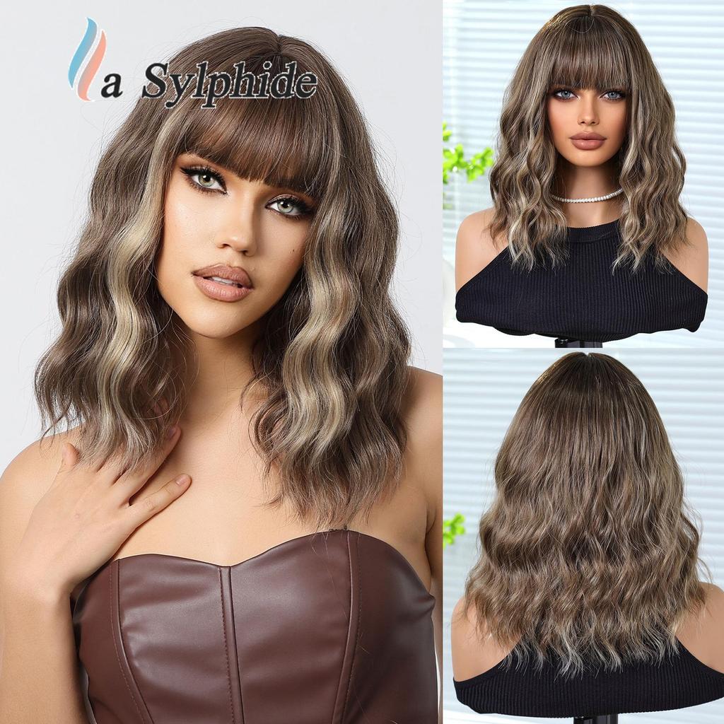 Hot-Selling European and American Women's Short Curly Bobo Wig - Golden Gradient, Fashionable & Natural.