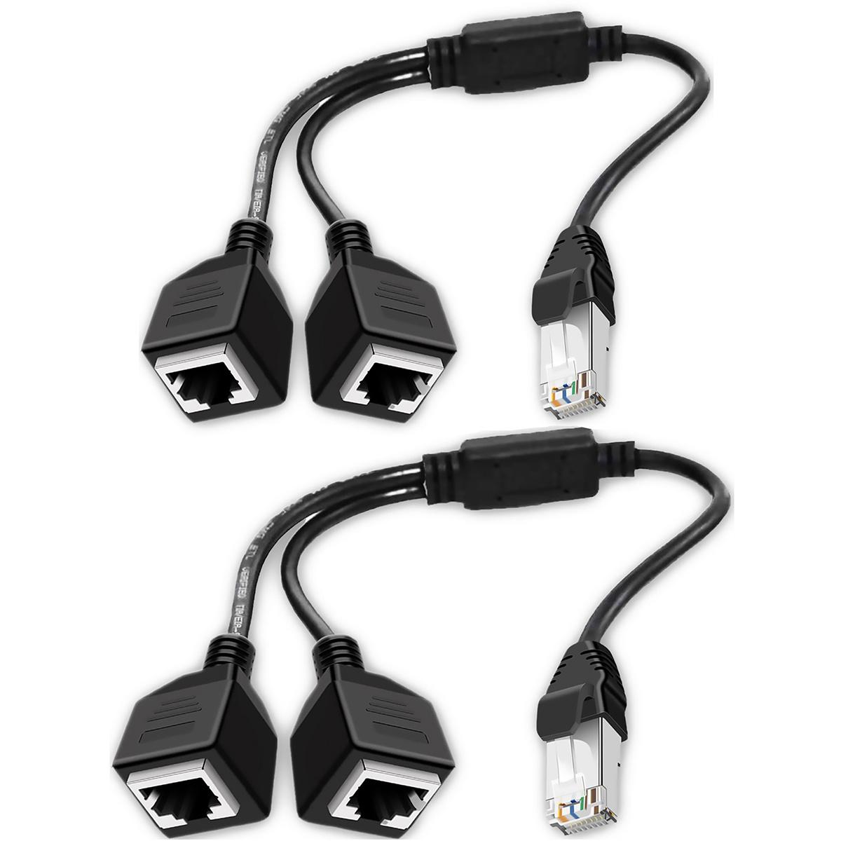 

RJ45 Мережевий адаптер-розгалужувач Ethernet з 1 на 2 порти, RJ45 1 штекер на 2 гнізда LAN Ethernet Розгалужувач Адаптер Кабель Підходить Супер
