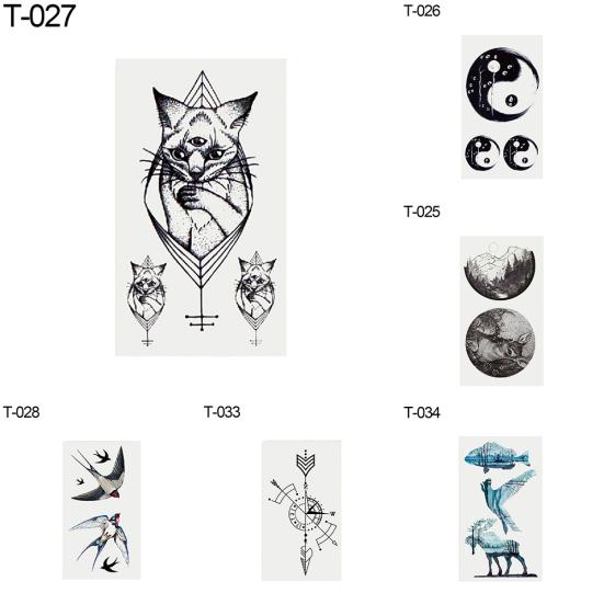 Trigram Animal Temporary Fake Tattoo Sticker Body Art avtagbar dekal