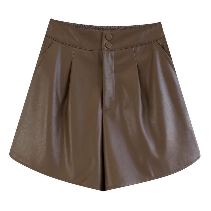 High-Waisted Slimming Leather Shorts - Autumn Casual, Versatile & Trendy