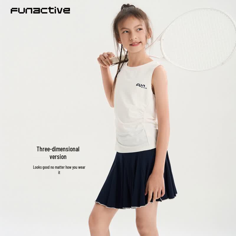 FUN ACTIVE Girls' Petal Hem Quick-Dry Pleated Tennis Skirt