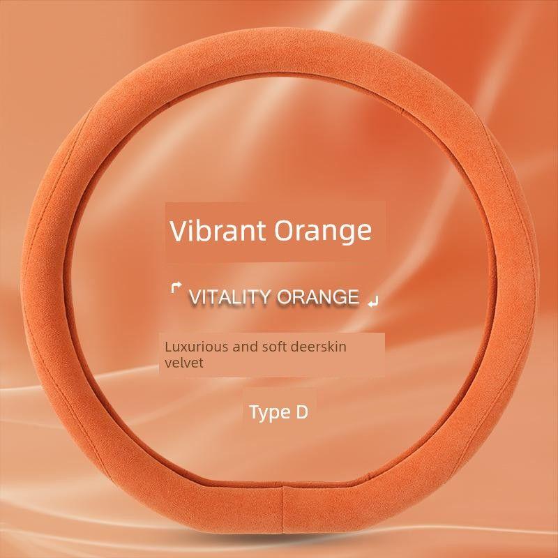 Suede Car Steering Wheel Cover, All-Season, Warm, Non-Slip, Sweat-Absorbent Handle Cover
