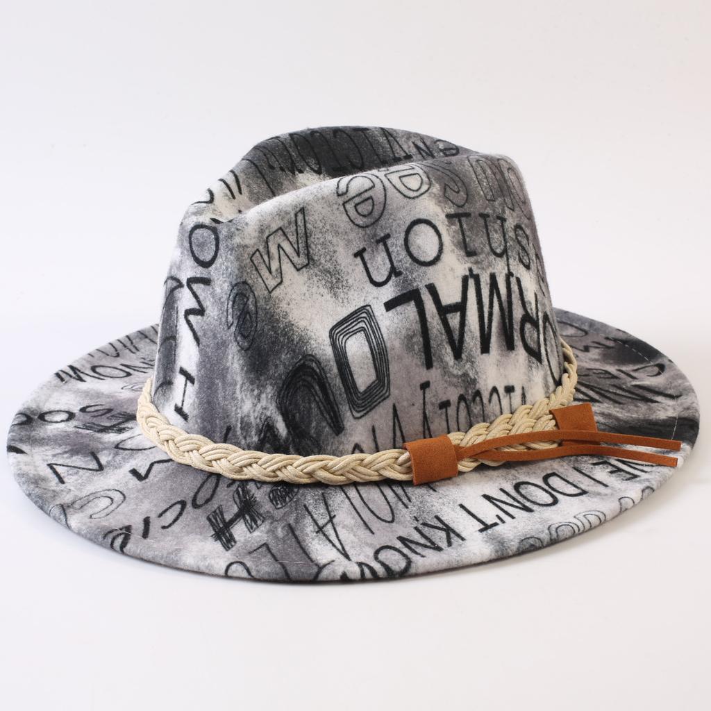 New European and American style letter printing fashion top hat men's and women's fashion jazz hat sunscreen sun hat