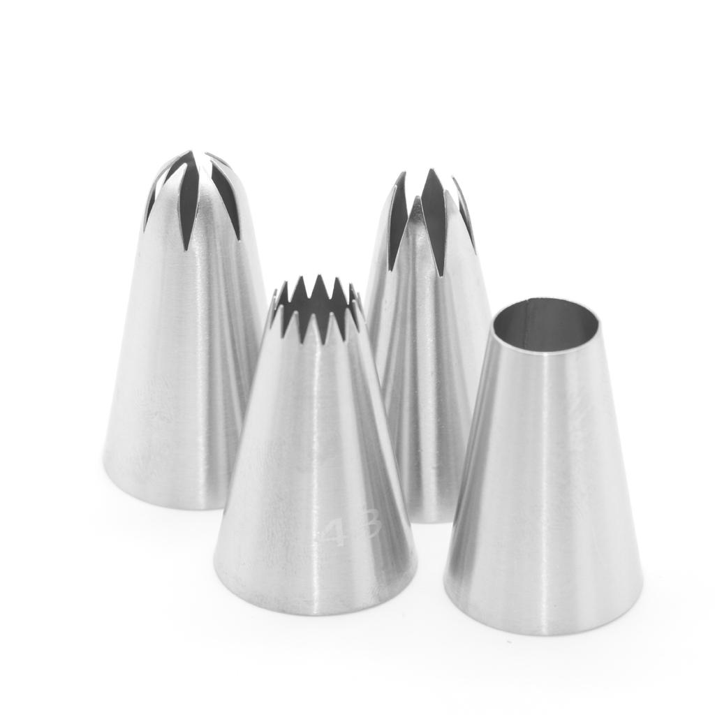 4pcs  Large Size Cookie Round Metal Cake Cream Decoration Tip Stainless Steel Piping Icing Nozzle Pastry Tools Baking Tools