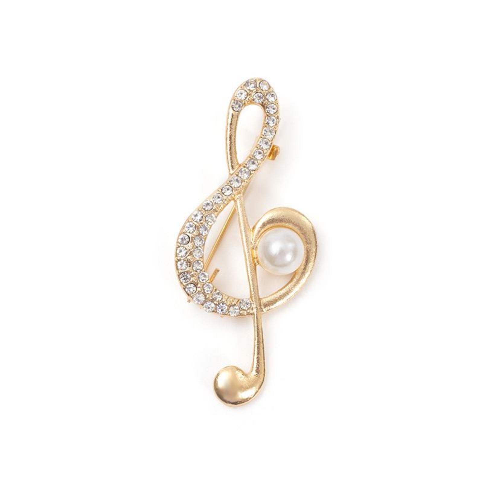 

Temperament: And Fashionable, Diamond-encrusted Versatile Brooch, Female Pearl Crystal Note Pin One Size