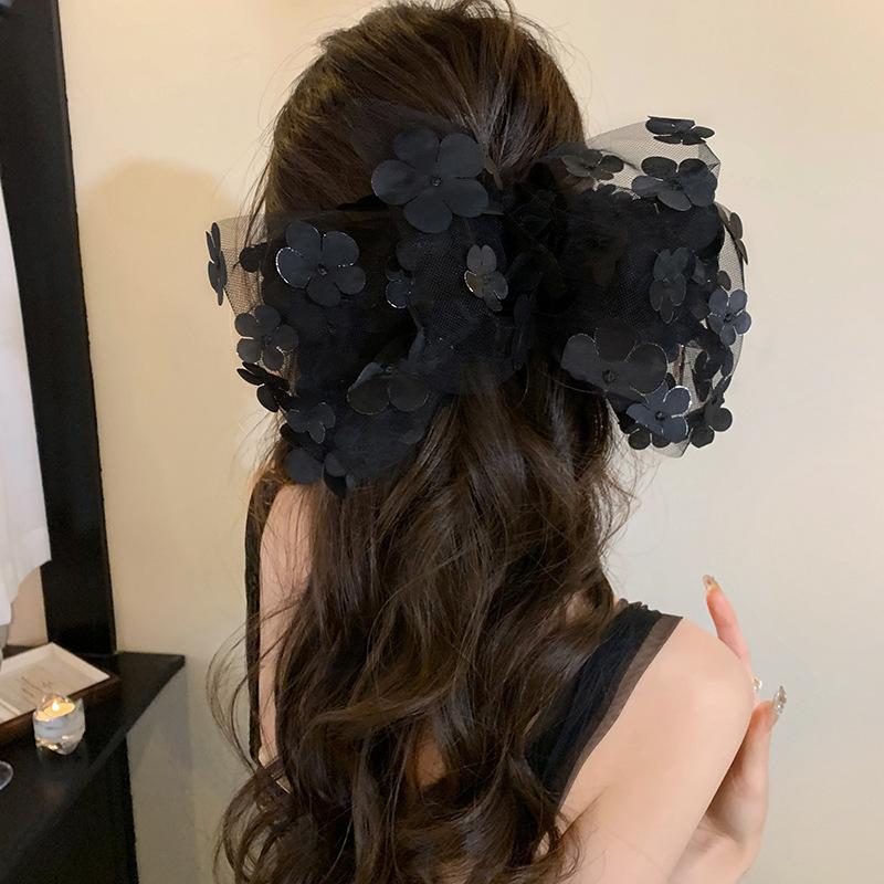 New Mesh Flower Bow Tie Hair Clip for Women Fashion Large Sweet Hairpin Barrettes Headdress Sweet Bride Hair Accessories