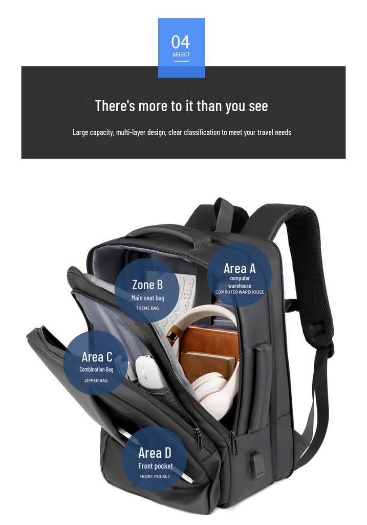 Men's High-Quality Expandable Laptop Backpack - Large Capacity Multi-Compartment Business & Travel Bag