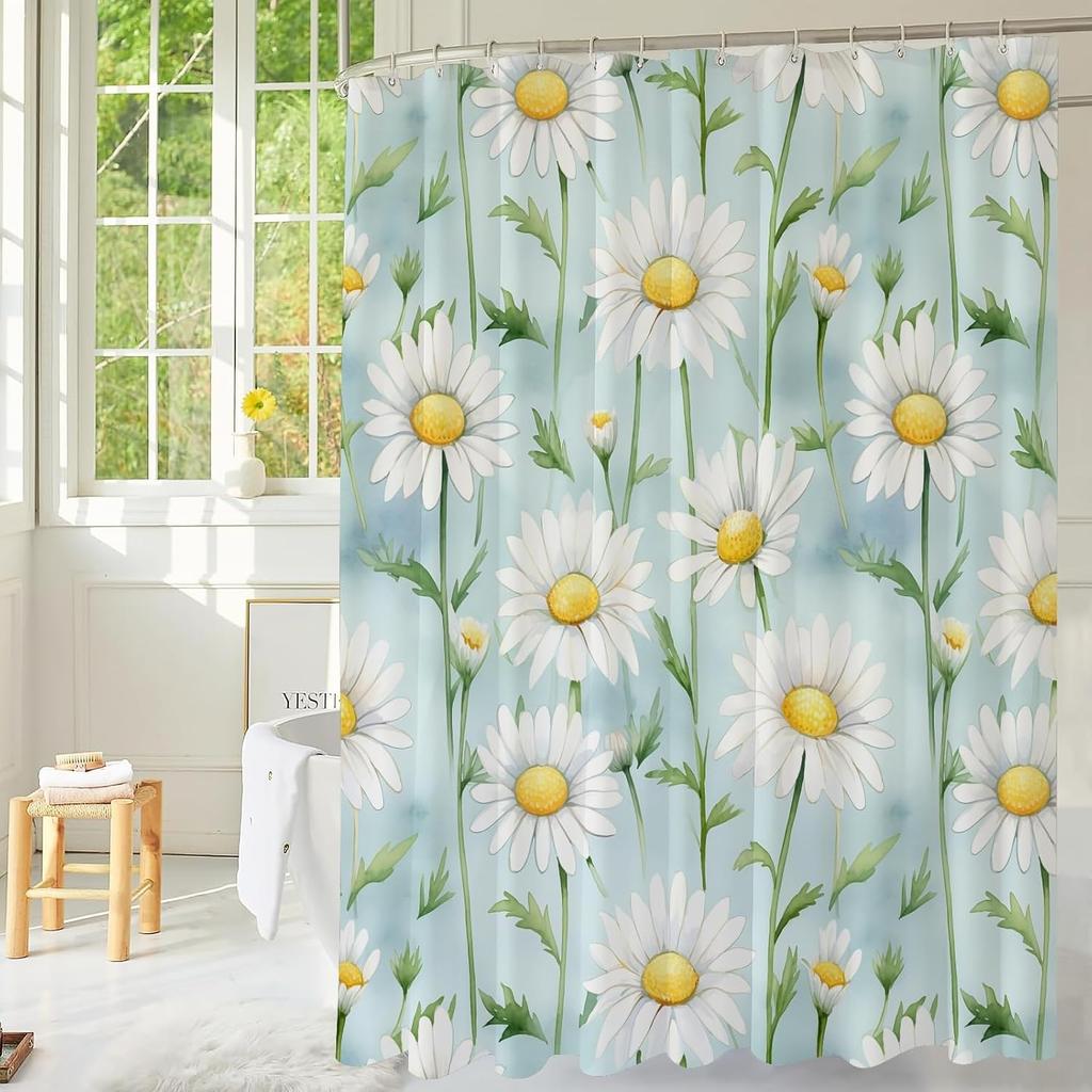 Plant Flower Shower Curtain 180x 180cm Modern Home Decor Watercolor Elegant Bathroom Shower Curtain with 12 Hooks