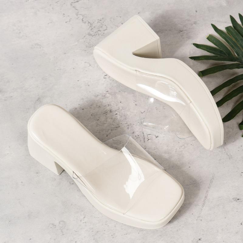 Fashion 2024 New Design Summer Ladies Pump Sandals PVC Jelly Slippers Open Toe High Heel Women's Transparent Slippers Shoes for Women