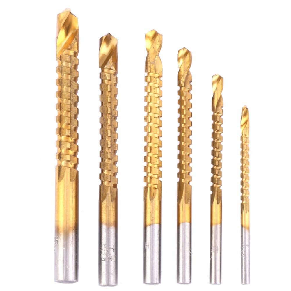 6pcs 3-8mm Drill Bit Set Serrated Drilling Hole Enlarging Tools Precision Twist Drill Bits  For Wood
