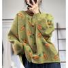 Autumn Women Sleeveless Buttons Printing O-Neck Sweaters Knitting Casual Style Loose Sweater