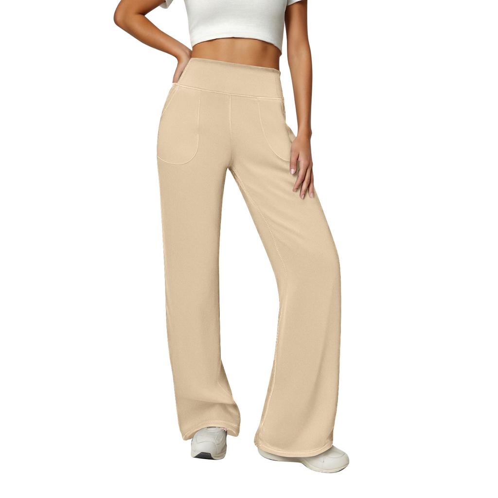 Pantaloni de yoga pentru femei, pantaloni cu picior larg, talie înaltă, elastici, rochie lejeră casual, pantaloni de trening cu buzunare