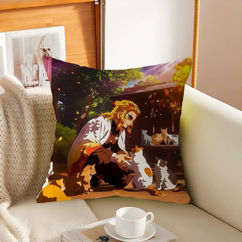 

Characters Kyoujurous Rengoku Pillowcase Toon Gift Cushion Cover Bedroom Home Sofa Chair Seat Decor Pillow Case 16x16Inch