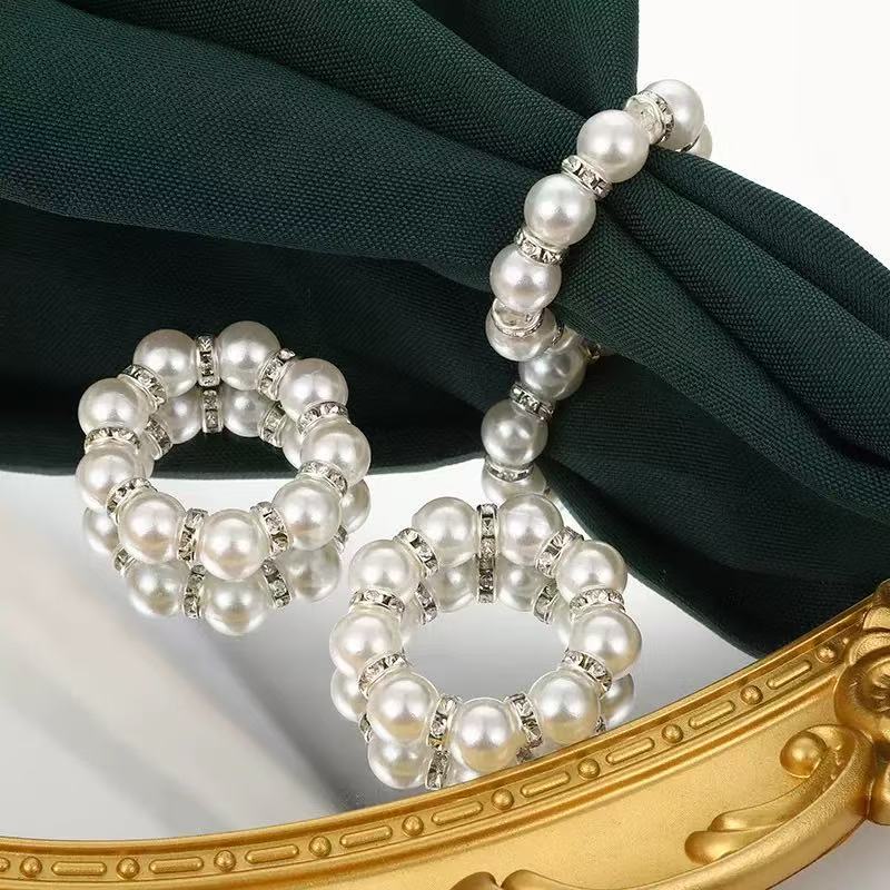 Exquisite Bead Napkin Ring Party Table Decoration 6pc
