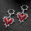 Goth Schmuck Dornen Herz Kreuz Ohrringe Rotes Tropföl Rose Blume Ohrringe für Damen Punk Charms Accessoires Grunge Ohrringe