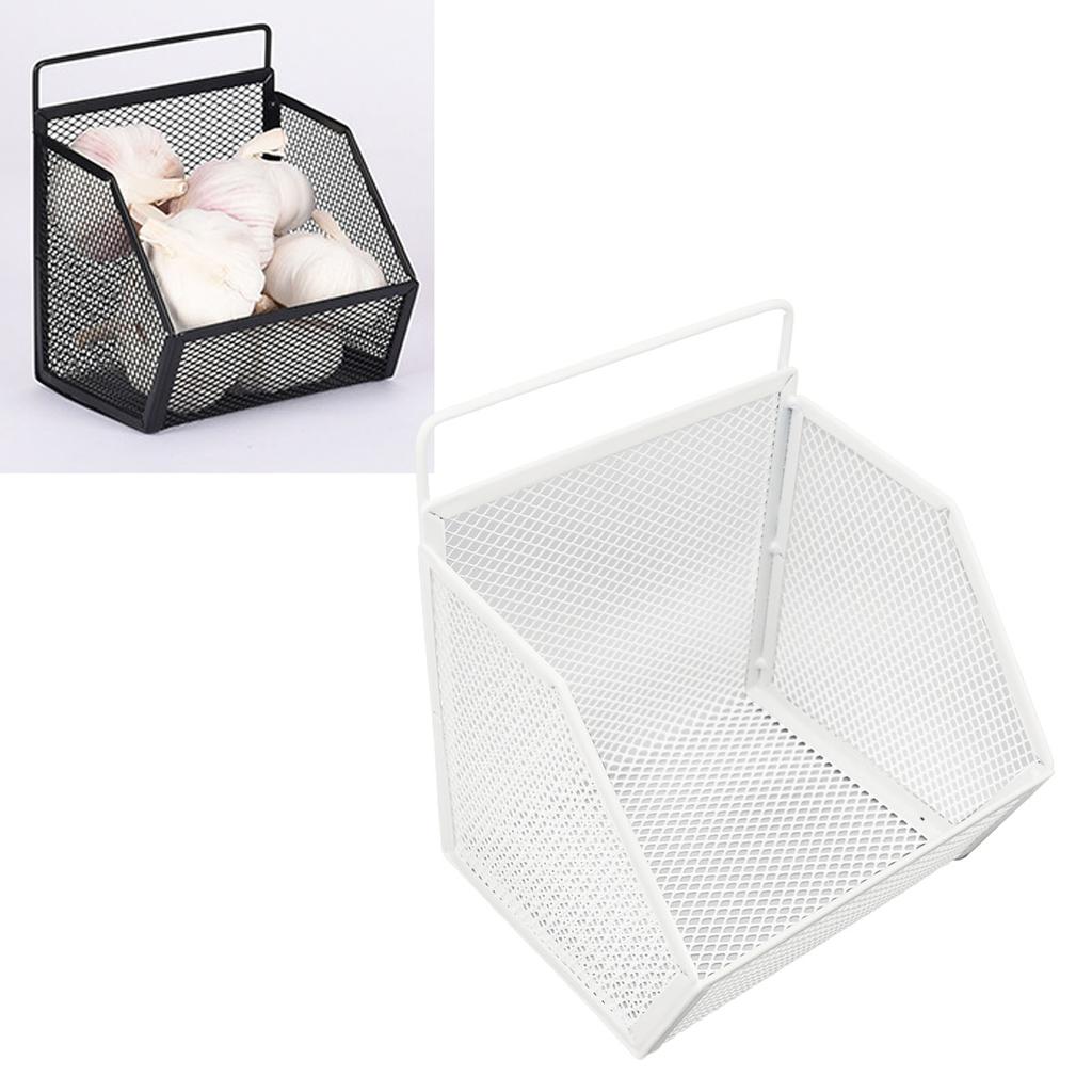 Hanging Wire Basket 13.2x10x15cm Adhesive Metal Small Wire Storage Basket for Kitchen Bathroom Bedroom