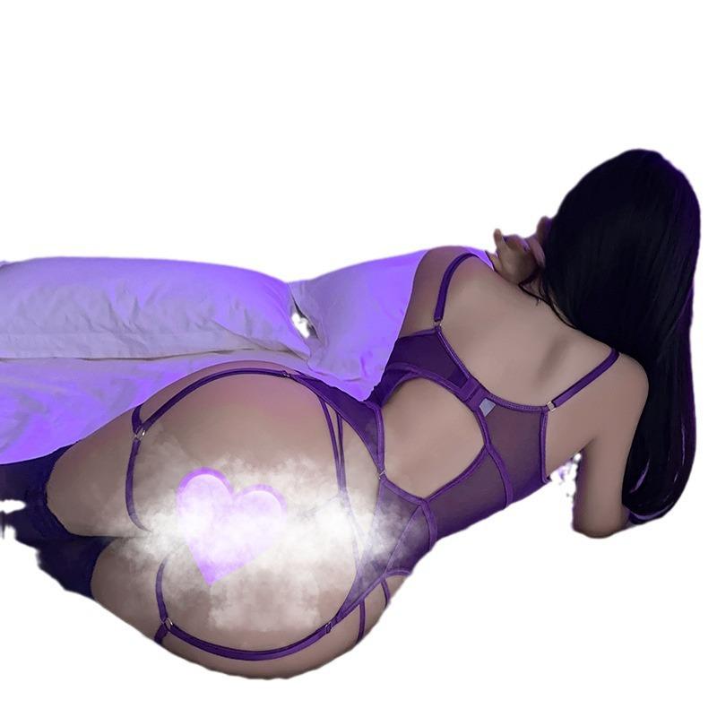 Sex Underwear Sexy Pure Desire Wind Hollow Backless Breathable Bra Perspective Purple Vest