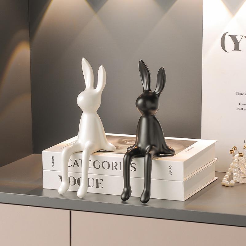 Keramik-Kaninchen-Ornamente für die Heimdekoration - Wohnzimmer, TV-Schrank, Flur, Weinschrank-Dekoration