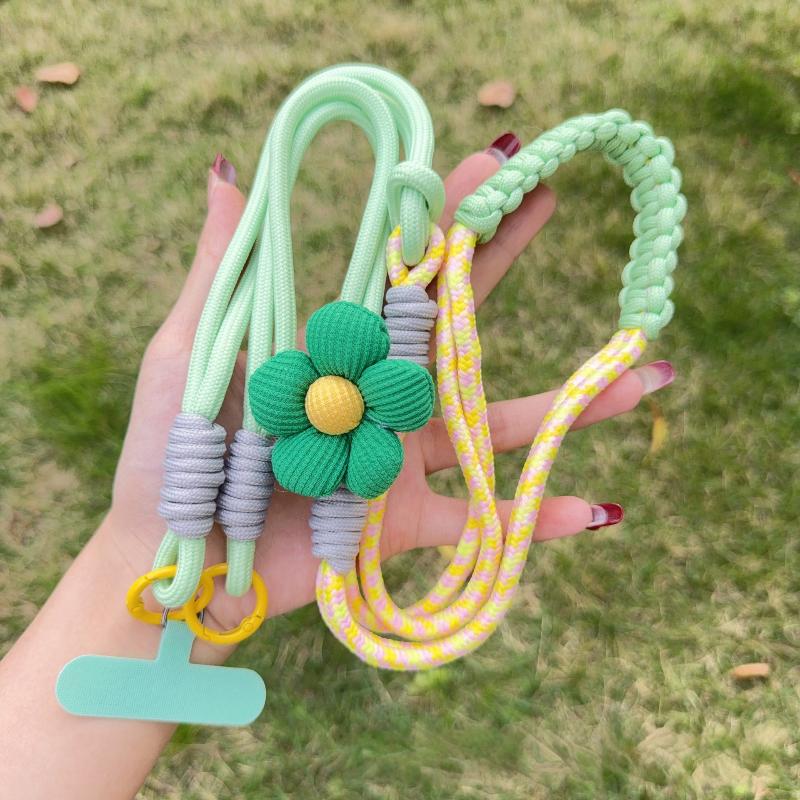 Universal Cartoon Flower Phone Lanyard Durable Crossbody Long Rope Adjustable Neck Strap for Outdoor Activities Gift