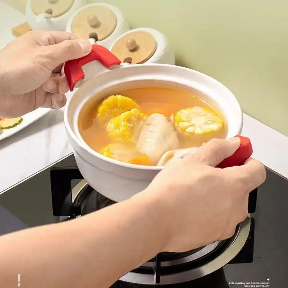 2pcs Portable Silicone Pot Handle Cover Anti-Scald Non-Slip Pot Handle Grip Cover Pot Handle Sleeve Kitchen Tools