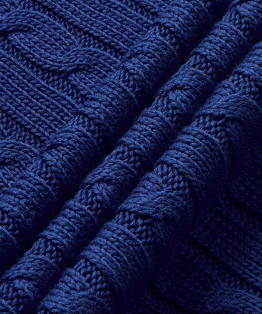 POLO RALPH LAUREN [W] Cable Knit Cotton Short Sleeve Sweater - Blue