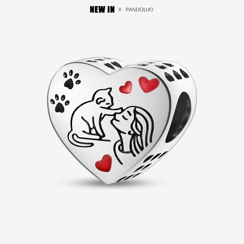 New In Heart Shaped Pattern Charm Beads Fits Pandach Original Bracelet Women Copper Pendant Bead Jewelry Gift