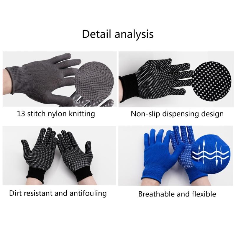 12pair Professional Work Gloves Elastics Lining Men Women Breathable Mittens for Men and Women