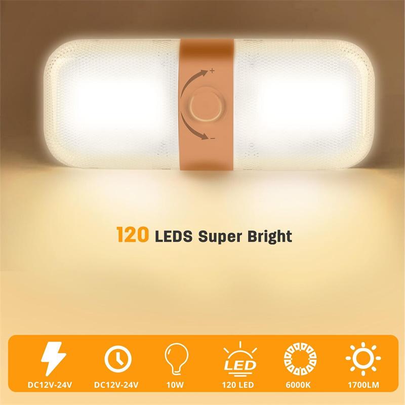 2Pcs 120Led 12-24V Car Interior Light Dome Roof Ceiling Reading Light Cabin Lights For Van Truck Rv Boat Camper Car Interior Lig