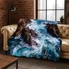 Meereswelle Strand Riff Natur Landschaft Flanell Decke Weich Warm Überwurf für Schlafzimmer Wohnzimmer Bett Reise Camping Picknick Kind