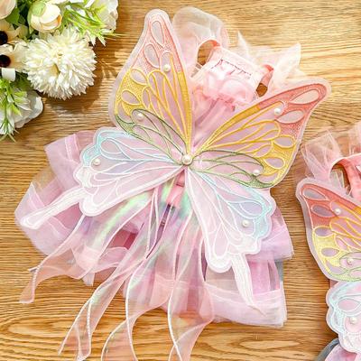 Hunde Prinzessinnenkleid Dünnes Katzen Regenbogen Schmetterlingsrock Sommer Mädchen Welpe Spitze Tutu Kleid für Kleine Mittlere Hunde Katzen