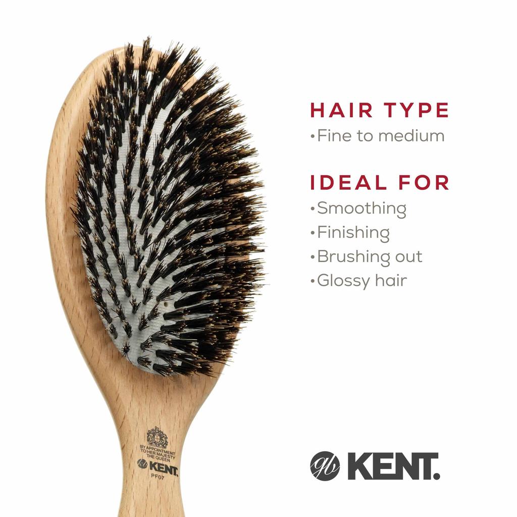 GB KENT Kent, Royal Warrant Holder, 100% Pig Bristle, Medium Bristle Cushion Hairbrush, Perfect for Your Hair Series PF07