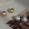 14K Gold Plated Round Brushed Spherical Hoop Earrings for Women Retro Silver Frosted Creative Statement Earring Jewelry