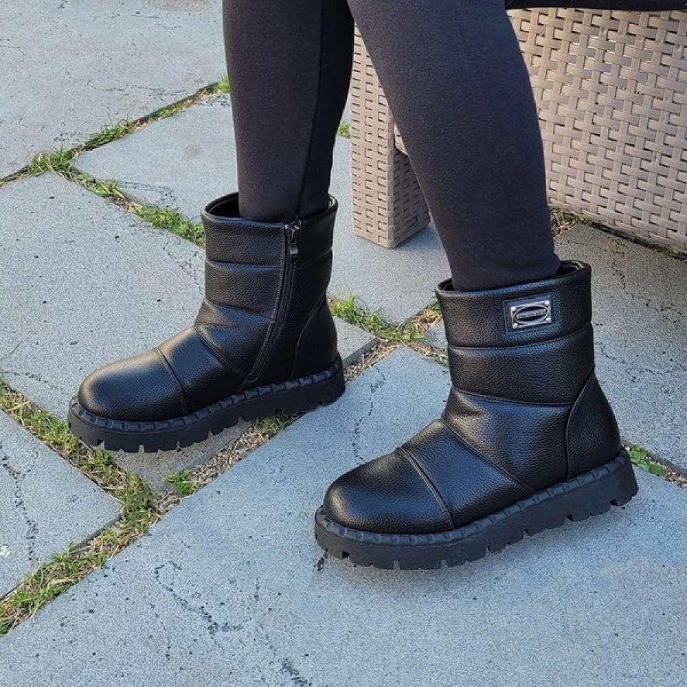 Superkamiwt Damen Winter Warme Leder Bequeme Kurze Walker Stiefel