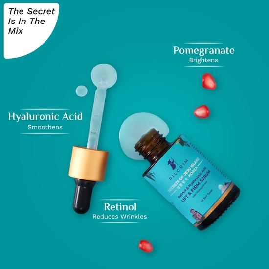 PILGRIM Korean 0.5% Retinol & 1% Hyaluronic Acid Lift & Firm Anti Aging Serum | Retinol serum for face| Reduce Fine Lines|All Skin Types|30ml