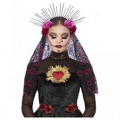 Smiffys Womens/Ladies Deluxe Sunburst Day Of The Dead Headband & Veil