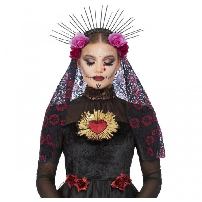 Smiffys Womens/Ladies Deluxe Sunburst Day Of The Dead Headband & Veil