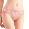  Transparent Mesh Briefs for Women See Through Underwear with Embroidery Flower Middle Waist No Show Lingerie Panties